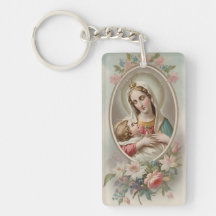 Virgin Mary med Jesus Child Keychain