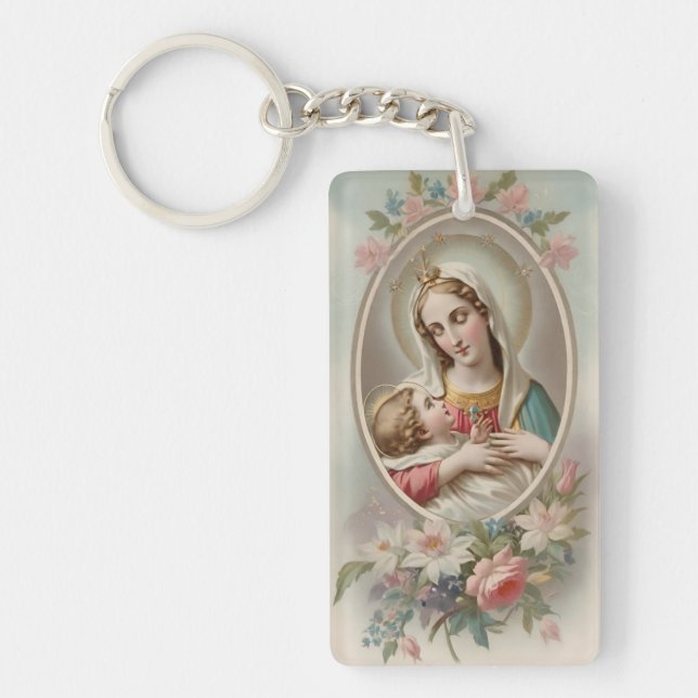 Virgin Mary med Jesus Child Keychain (Framsidan)