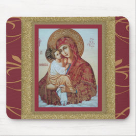 Virgin Mary med Jesus Child Mousepad ICON Musmatta