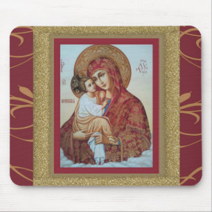 Virgin Mary med Jesus Child Mousepad ICON Musmatta