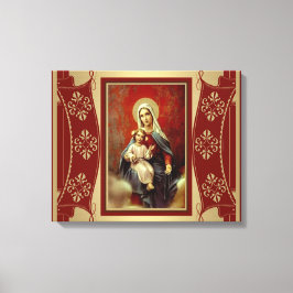 Virgin Mary med Jesus som håller rosary Guld Canvastryck