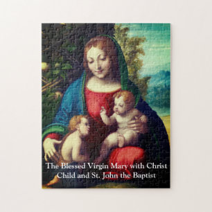 Virgin Mary med Kristus Child & St John Baptist Pussel
