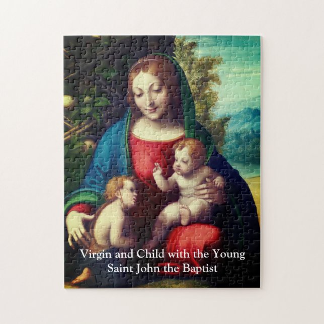 Virgin Mary med Kristus Child & St John Baptist Pussel (Vertikal)