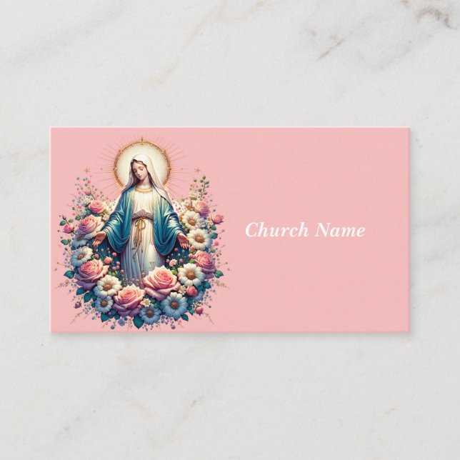 Virgin Mary med vacker Ro (Rosa) Visitkort (Framsida)