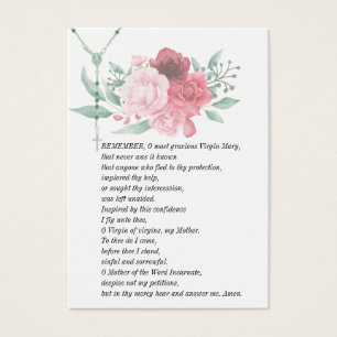 Virgin Mary Memorare Prayer Funeral Prayer Card Visitkort