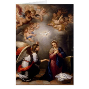 Virgin Mary Memorare Prayer, katolsk Annunciation Hälsningskort