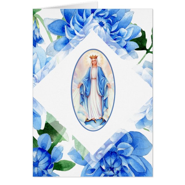VIRGIN MARY | MORS DAG | BLUE DAHLIAS HÄLSNINGSKORT (Framsidan)