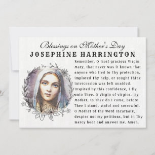 Virgin Mary Mors dag, katolsk Memorare Prayer Kort