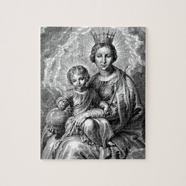 Virgin Mary och baby Jesus Kristus Pussel (Vertikal)