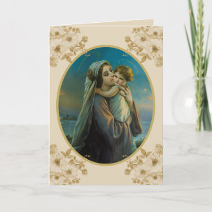 Virgin Mary och Baby Jesus med Ro Helgkort