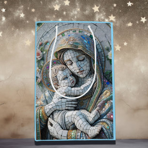 Virgin Mary och Baby Jesus   Mosaic Statue