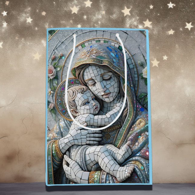 Virgin Mary och Baby Jesus | Mosaic Statue (Skapare uppladdad)