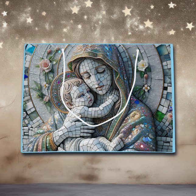 Virgin Mary och Baby Jesus | Mosaic Statue (Skapare uppladdad)