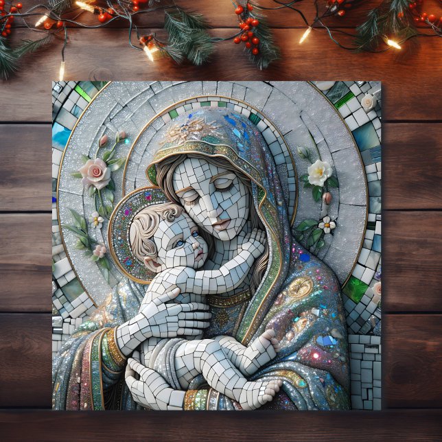 Virgin Mary och Baby Jesus | Mosaic Statue Poster (Skapare uppladdad)