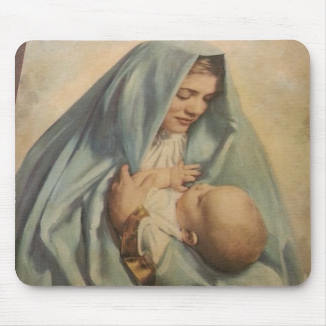 Virgin Mary och Baby Jesus Mousepad Musmatta (Framsidan)