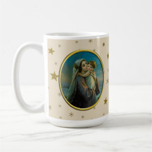 Virgin Mary och Baby Jesus på Julgrisen Kaffemugg