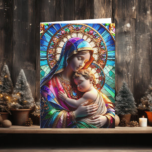 Virgin Mary och Baby Jesus Religiösa jul Kort