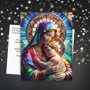 Virgin Mary och Baby Jesus Religiösa jul Vykort