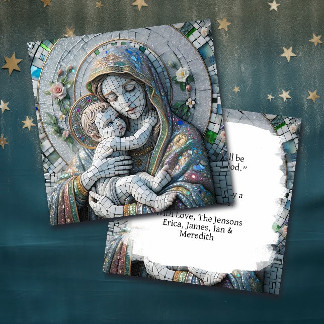 Virgin Mary och Baby Jesus | Religiösa Mosaic Kort (Skapare uppladdad)