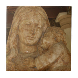 Virgin Mary och Baby Jesus Statue Kakelplatta