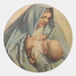 Virgin Mary och Baby Jesus Sticker Runt Klistermärke
