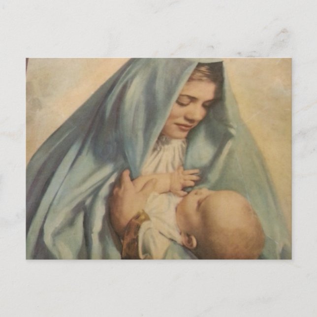 Virgin Mary och Baby Jesus vykort (Framsida)