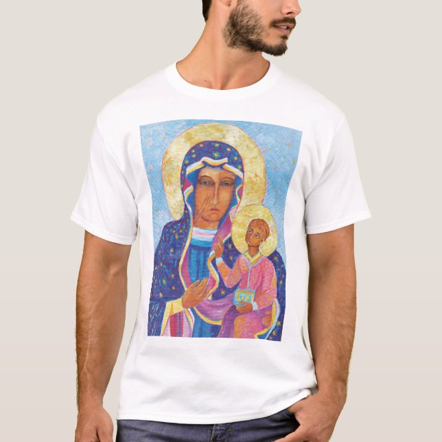 Virgin Mary och Child Jesus Black Madonna Mary T Shirt (Framsida)