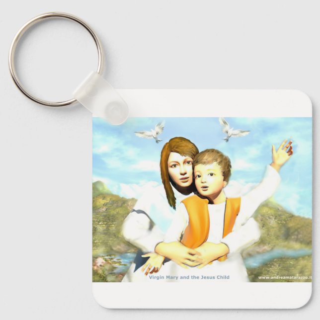 Virgin Mary och Child Jesus Nyckelring (Framsida)