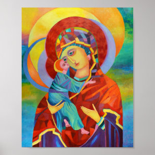 Virgin Mary och Child Vår Dam Poster