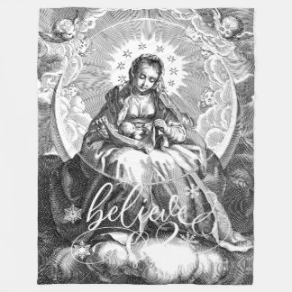Virgin Mary och Jesus Black and White Fleecefilt