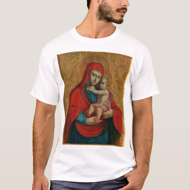 Virgin Mary och Jesus Child av Jan Rombauer T Shirt (Framsida)