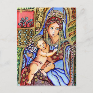 Virgin Mary och Jesus Child Painting Vykort