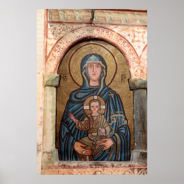 Virgin Mary och Jesus Mosaic Poster (Framsidan)