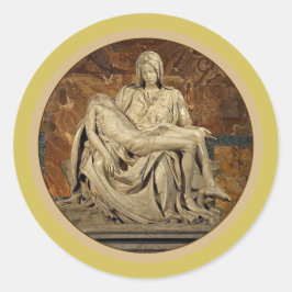 Virgin Mary och Jesus Pietà av Michelangelo Runt Klistermärke