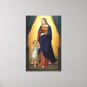 Virgin Mary och Religiösan för spädbarnet Jesus Canvastryck