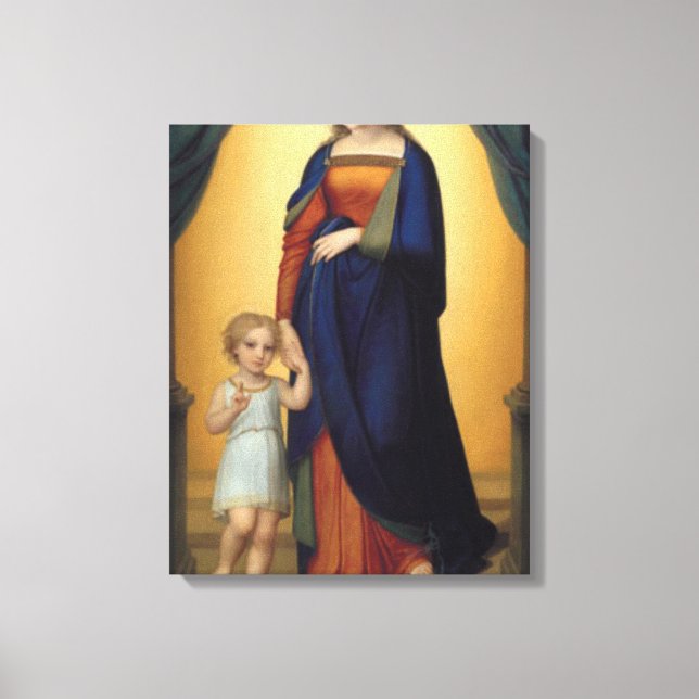 Virgin Mary och Religiösan Infant Jesus Canvastryck (Framsida)