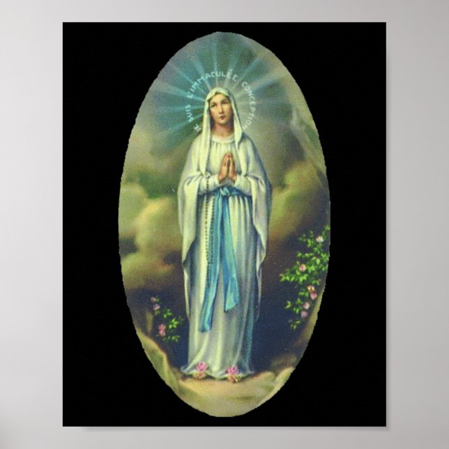 Virgin Mary of Lourdes vår kristna gåva från Dam f Poster (Framsidan)