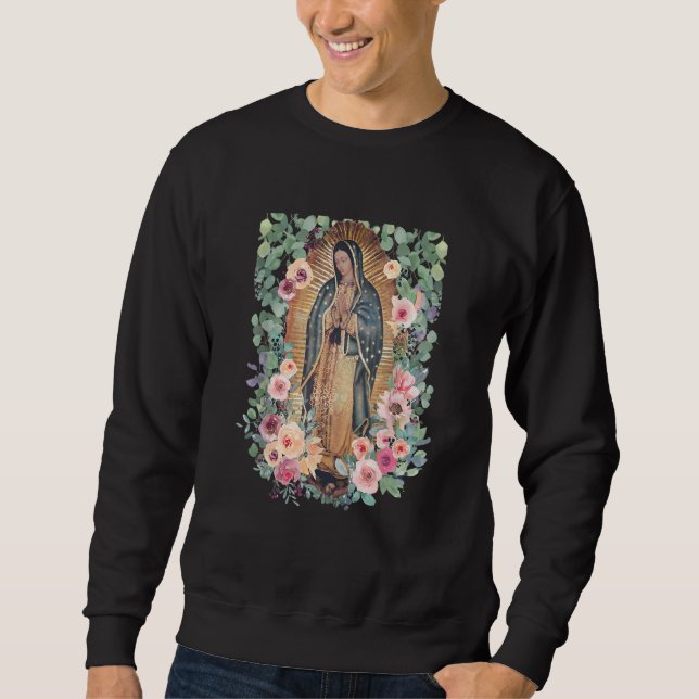 Virgin Mary Our Lady Virgen de Guadalupe Women's Lång Ärmad Tröja (Framsida)