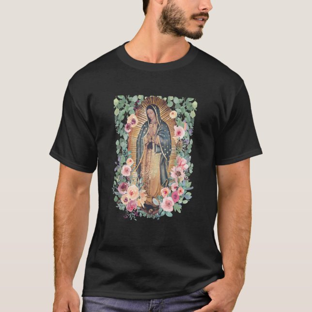 Virgin Mary Our Lady Virgen de Guadalupe Women's T Shirt (Framsida)