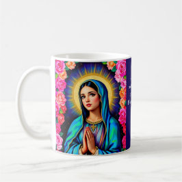 Virgin Mary Prayer Vibrant Blommigt Coffee Kaffemugg