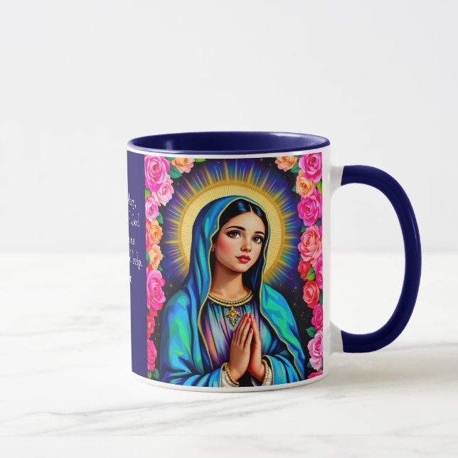 Virgin Mary Prayer Vibrant Blommigt Coffee Mugg (Höger)