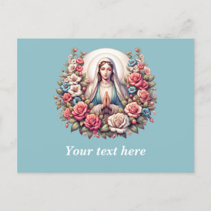 Virgin Mary Praying med Ro Vykort