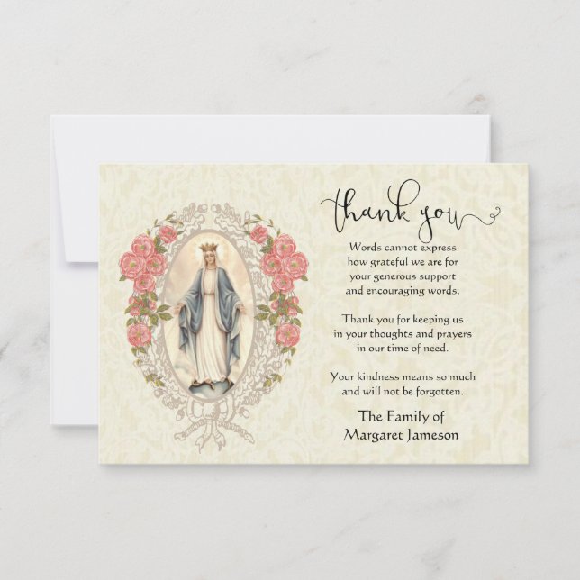 Virgin Mary Religiösa Tack Condolence (Framsida)