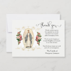 Virgin Mary Religiösa Tack Condolence Kort