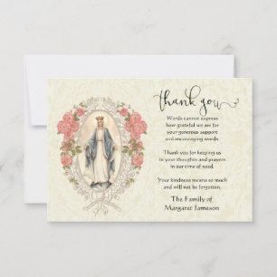 Virgin Mary Religiösa Tack Condolence Kort