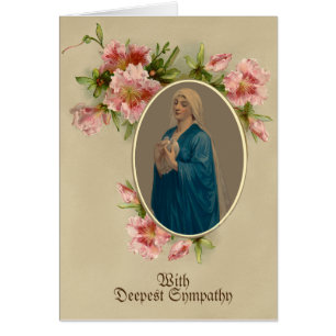 Virgin Mary Religiösa Vintage Blommigt Sympati OBS Kort
