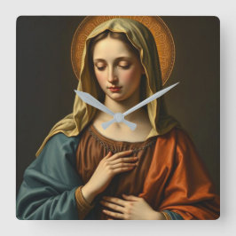 Virgin Mary Renaissance Stil Clock Fyrkantig Klocka