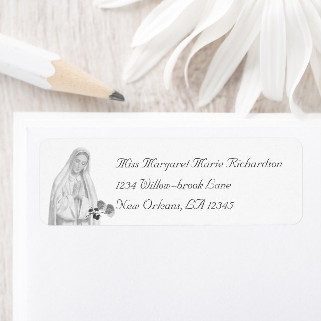 Virgin Mary Returadress Returadress Etikett (Insitu)