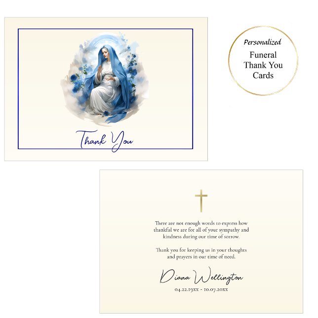 Virgin Mary Roman Catholique Funeral Tack Kort (Skapare uppladdad)