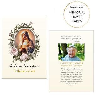 Virgin Mary Rosa ros Ram Beeral Prayer Card Placeringskort